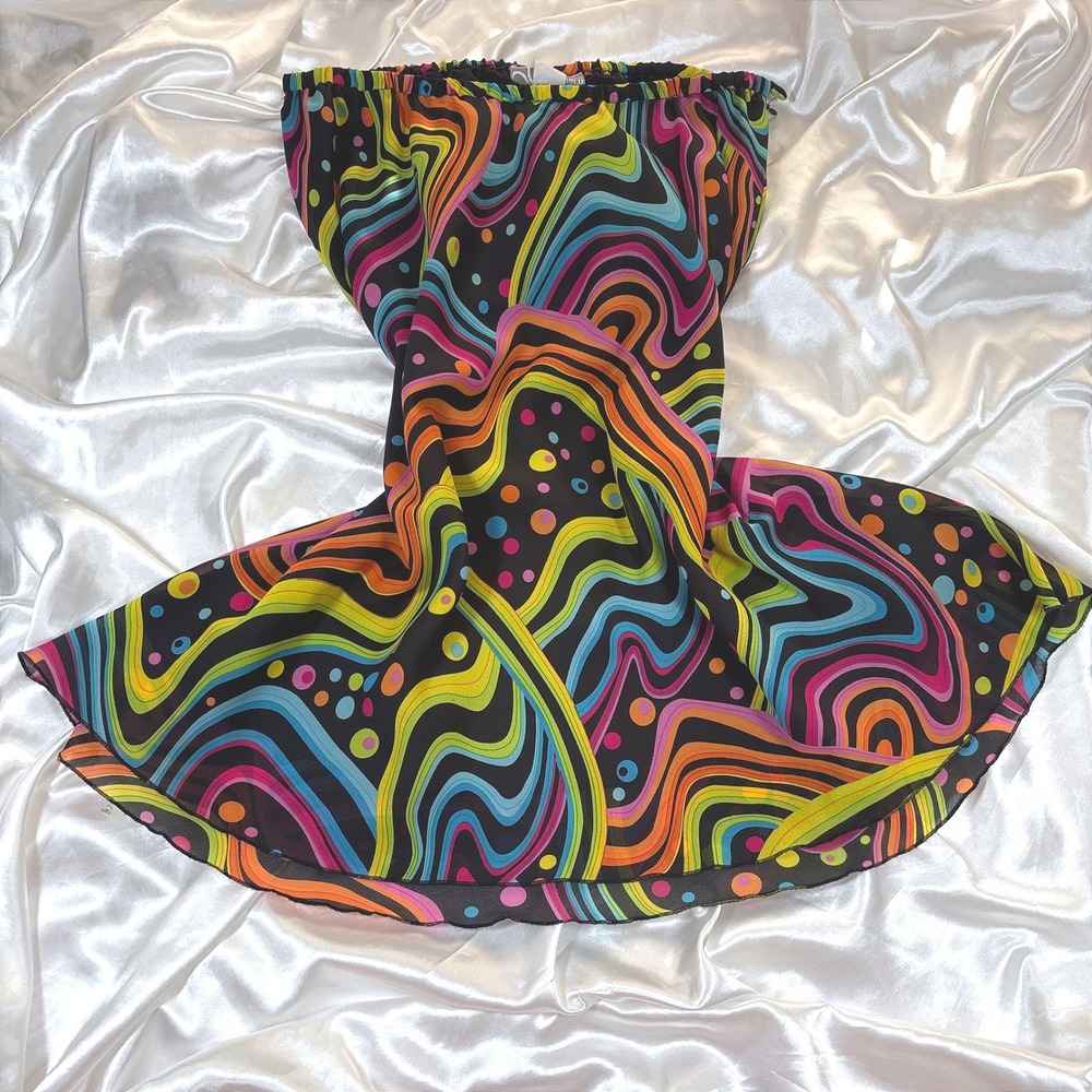 vintage Dressbarn Skirt Multi Excellent Psychedelic Neon Swirl Midi 14/16